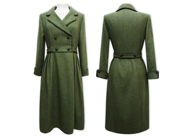 Handmade designer dark green coat